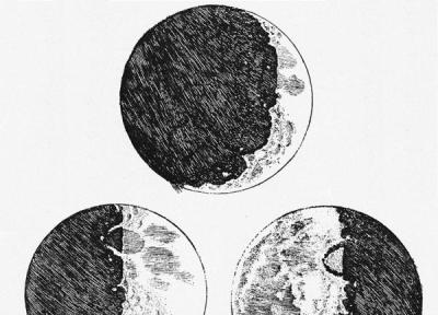 گالیله و ترسیم ماه از طریق تلسکوپ خود در سال 1609