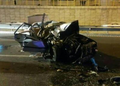 عکس ، تصادف مرگبار یک خاور با خودروی سواری در تهران